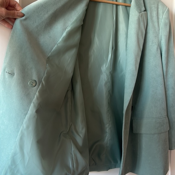 ZARA WOMAN NWT DOUBLE-BREASTED SOFT OVERSIZED BLAZER LIGHT GREEN | 8372/037 - Picture 9 of 10